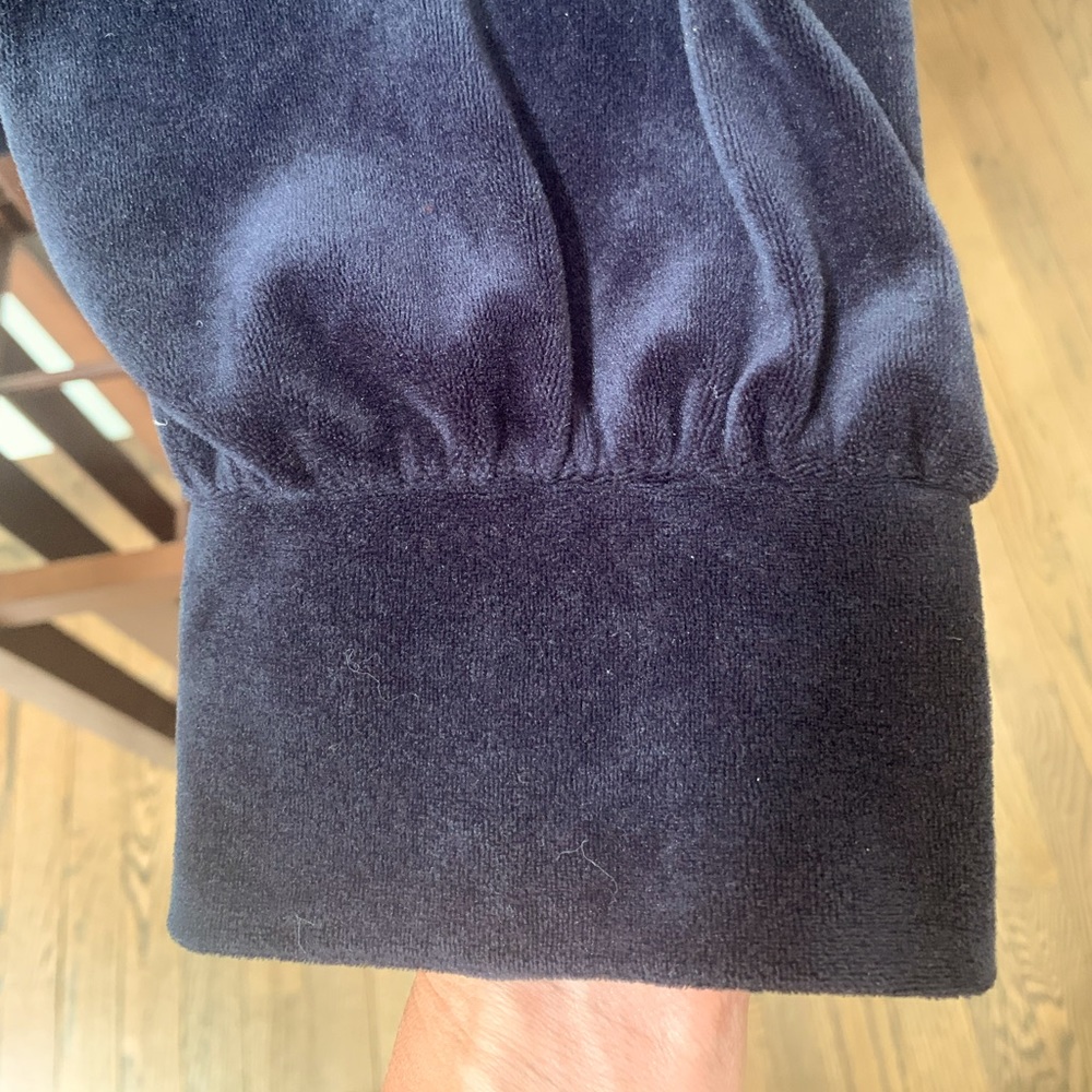 Loft women’s XL velvet navy blue sweater with rouched detailing - Picture 2 of 4